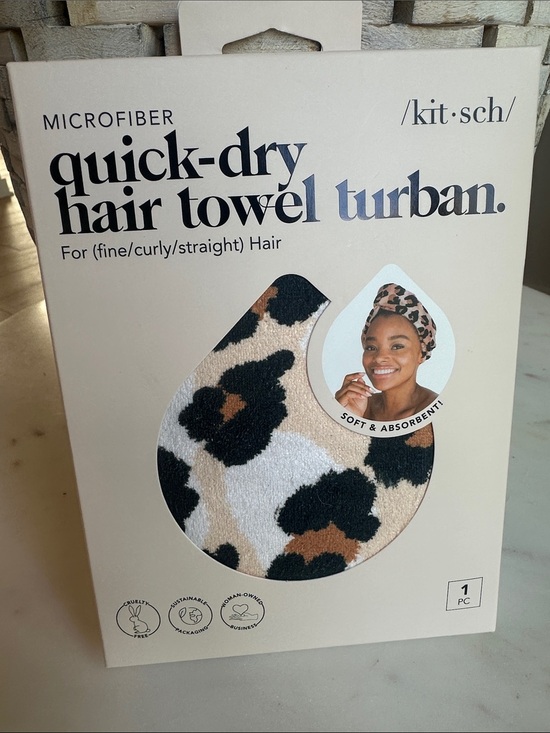 Kitsch Microfiber Quick-Dry Hair Towel Turban - Black, White, Brown, Cream